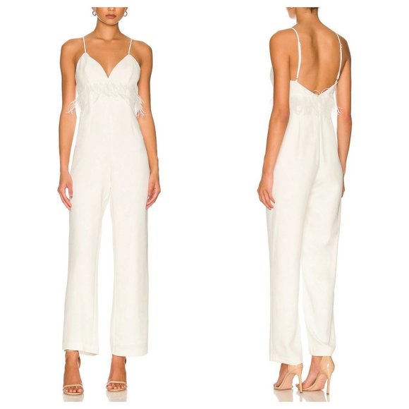 SAYLOR Pants - NEW SAYLOR Krysta Feather Straight Leg Jumpsuit